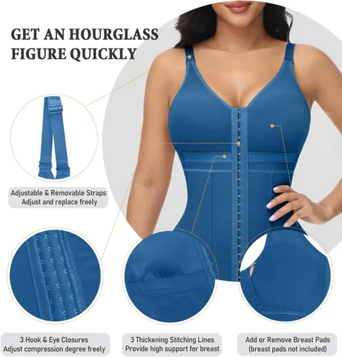 Vista 4 de M MYODRESS Fajas Colombianas Moldeadoras Posparto Etapa 2 Body Shaper Prenda de Compresión Tummy Tuck Shapewear con sujetador