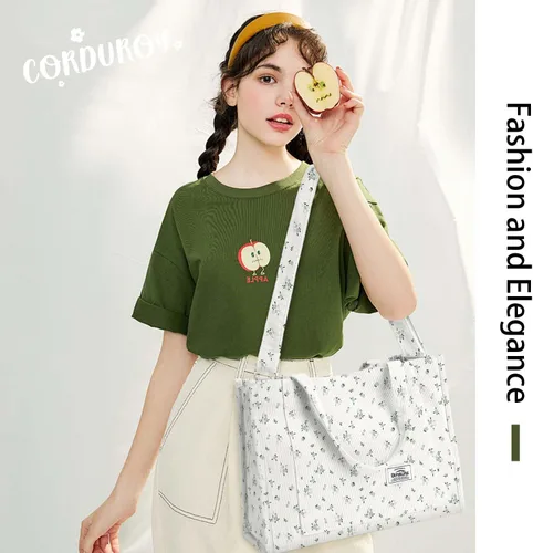 Vista 3 de Corduroy Tote Bag for Women Small Satchel Bag Mini Tote Bag Aesthetic Crossbody Handbag - School Work Travel Shopping
