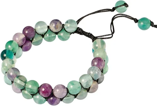 Vista 3 de TUMBEELLUWA Pulsera de cuentas de piedra de 0.315in de doble capa ajustable de meditación de poder de curación de pulseras de cristal