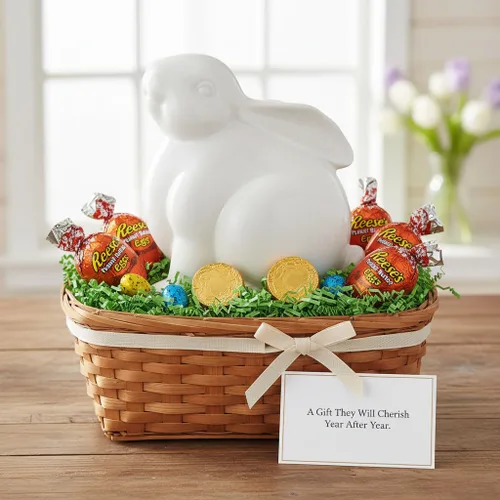 Vista 3 de BESPORTBLE Figura de conejo de cerámica, escultura de conejo de porcelana blanca de Pascua, adorno de escritorio, juguete para niños