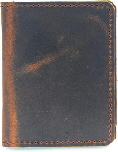 Vista 2 de JJNUSA Billetera de cuero minimalista hecha a mano para hombre, diseño de flores marrones