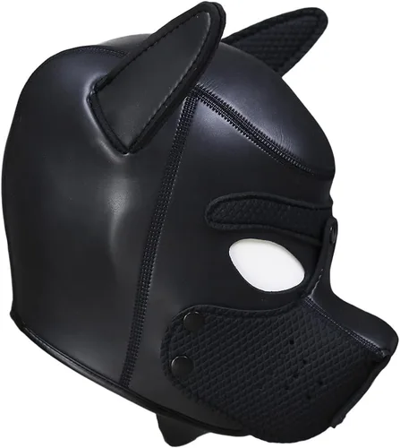 Vista 4 de Neoprene Dog Puppy Hood Mask with Detachable Muzzle Full Face Animal Head Mask for Halloween