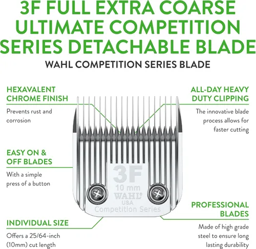 Vista 2 de Wahl Professional Animal 3F Cuchilla desmontable extra gruesa completa de la serie Competition con longitud de corte de 25/64 pulgadas (2376-100)