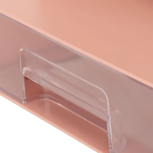 Vista 7 de Wnvivi Organizador de bolígrafo inclinado, soporte para bolígrafo de escritorio, soporte para brochas de maquillaje con cajón, organizador Rosa