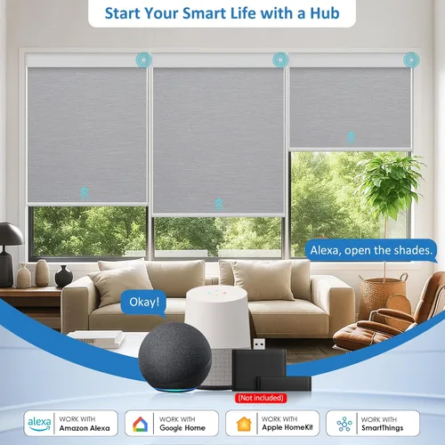 Vista 8 de Persianas motorizadas inteligentes con control remoto, persianas enrollables automáticas sin taladro, persianas eléctricas opacas para ventanas