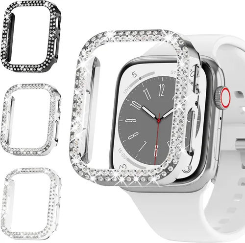 Vista 8 de 12 Pack Rc-Z para Apple Watch Series SE(2ª) 6 5 4 40mm Bling Case, parachoques doble con diamantes brillantes, marco protector de repuesto de rines