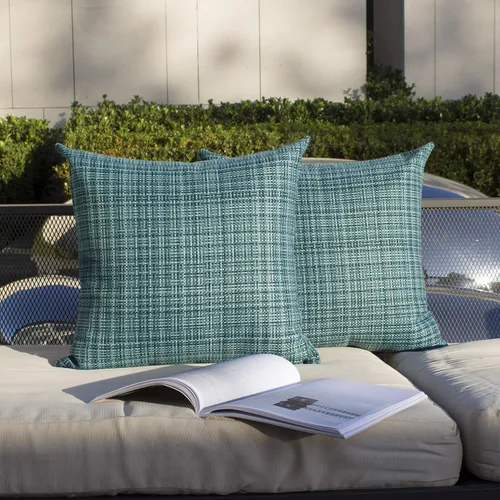 Vista 66 de Kevin Textile - Juego de 2 fundas de almohada decorativas para exteriores, impermeables, para jardín, patio, tienda de campaña, sofá, de 16 x 16