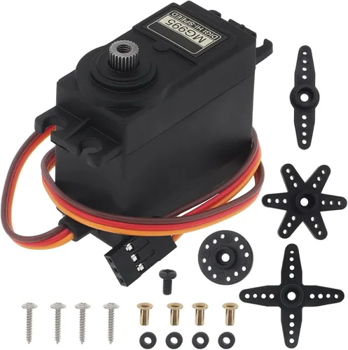Vista 2 de Paquete de 2 servomotores MG995 ángulo de control de 180 grados engranaje de metal de alta velocidad servo motor para automóvil