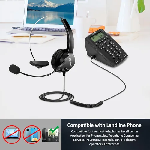 Vista 4 de AGPtEk – teléfono intercomunicador centro de llamadas con auricular., Negro