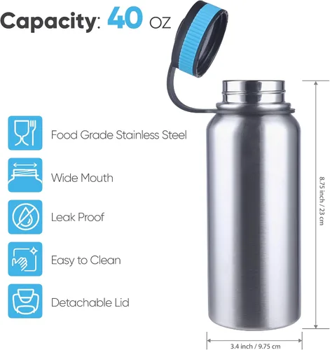 Vista 3 de Botella de agua de acero inoxidable Gearland con taza de camping anidada y tapa para bolsa de evacuación, equipo de supervivencia en la naturaleza