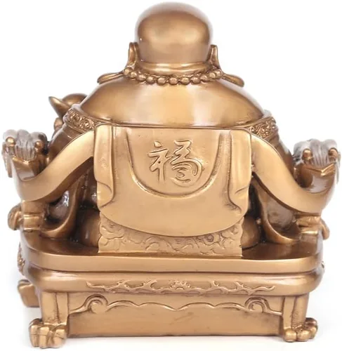 Vista 5 de Estatua de Buda riendo para la buena suerte, figura de Buda de resina Happy Money, 3.2 pulgadas de alto, estatua de Buda chino Feng Shui Maitreya