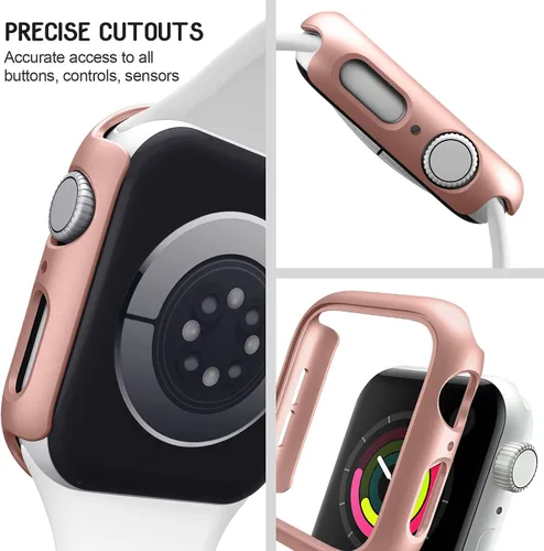 Vista 2 de Mugust Paquete de 4 unidades compatibles para carcasa Apple Watch 1.496 pulgadas Series 3 2 1, carcasa rígida de PC parachoques marco de protección