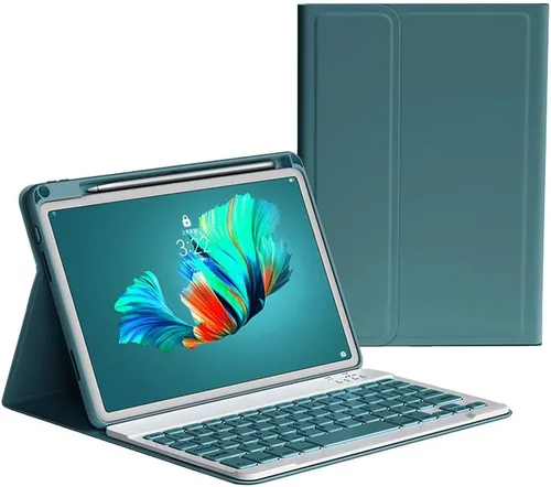 Vista 13 de kaitesi Funda para teclado para iPad 9ª 8ª 7ª generación 10.2/ Air 3ª generación Pro 10.5, cubierta inteligente de folio inteligente con teclado