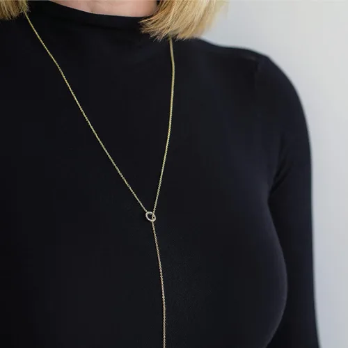 Vista 4 de Benevolence LA Lariat Necklace for Women, Gold Bar Necklace, Candace Cameron Designed Y Necklace for Women, Gold Necklace for Women, 14k Gold