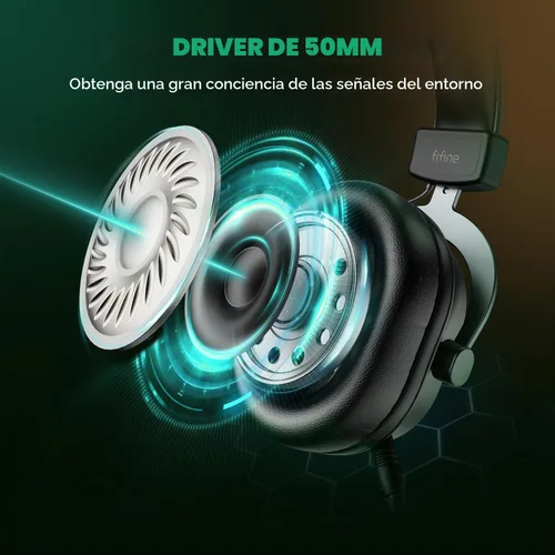 Vista 6 de FIFINE AmpliGame H6 Auriculares USB con cable para juegos con RGB dinámico Negro