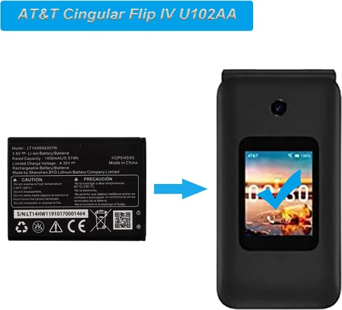 Vista 4 de Batería de repuesto TL14H504357W compatible con AT&T Cingular Flip IV U102AA