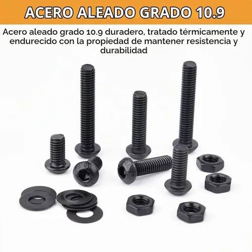 Vista 6 de VIGRUE Juego de 225 tornillos hexagonales M6 x 12/14/16/20/25/1.181 in, tornillos hexagonales, tuercas, arandela surtido, acero de aleación de grado