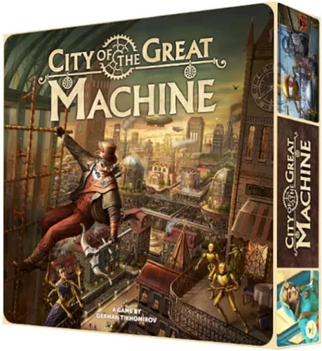 Vista 7 de City of The Great Machine. Expansión del juego de mesa de héroes de pie 1-4 jugadores Edades 14 en adelante Steampunk Uno contra muchos