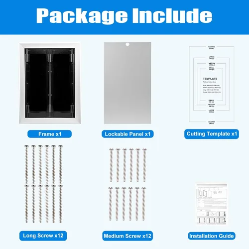 Vista 3 de Puerta de aluminio para mascotas con paneles, puerta duradera para perro con solapas magnéticas de cierre automático, panel deslizante y 4