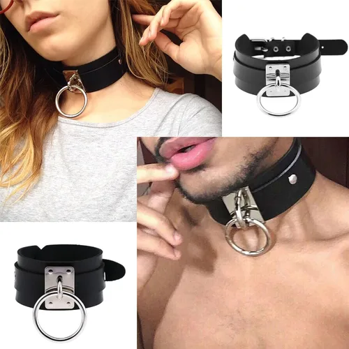 Vista 6 de Tosmifairy Gargantilla de collar y pulseras góticas para mujeres hombres y niñas accesorios de punk rock joyería de cosplay 3 piezas Cuero sintético