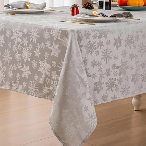 Vista 7 de Mebakuk Mantel de Jacquard Navideño Impermeable con Patrón Floral Damasco, Cubierta de Mesa de Peso Pesado Limpiable Sin Arrugas para Cena o Uso