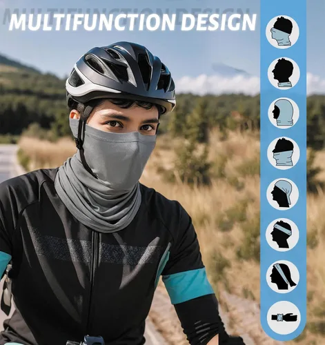 Vista 6 de Polainas de cuello para hombres, bandanas pasamontañas, máscara de media cara, máscara de esquí negra resistente al viento