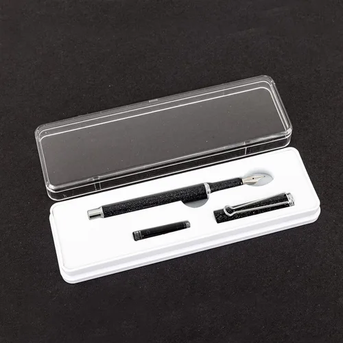 Vista 7 de AIHAO Pluma estilográfica recargable, punta fina, pluma estilográfica de metal con caja de regalo, tinta negra, 2 cartuchos de tinta en un juego
