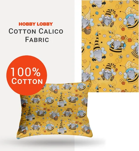 Vista 3 de Hobby Lobby Bee Gnomes - Tela de algodón calicó, 1 yarda Tela precortada para ropa, artículos para el hogar y accesorios