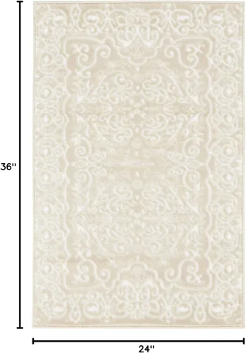 Vista 2 de Unique Loom Rushmore Collection Adams - Alfombra rectangular de 2 x 3 pies, color beige y marfil