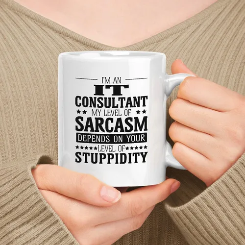 Vista 107 de Taza de cerámica blanca de regalo para administrador de 11 oz, 15 onzas, mi nivel de sarcasmo depende de tu nivel