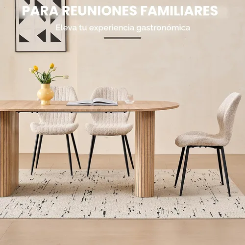 Vista 8 de Mesa de comedor ovalada de 70.8" para 4 a 6 personas, mesa moderna de cocina estilo granja para desayuno, comedor y recepción (solo mesa), natural