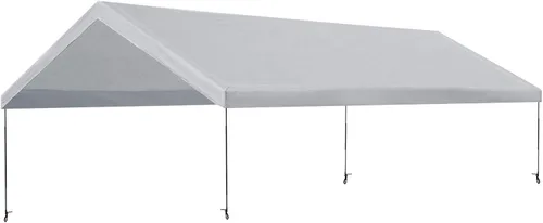 Vista 8 de Cubierta de techo de repuesto para exteriores de 10 x 20 pulgadas, cubierta de cochera con cenefa (10 x 20 pies, bronceado)