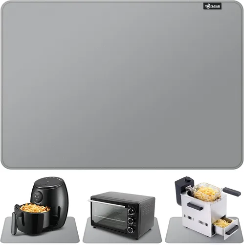 Vista 13 de FLASLD Tapete resistente al calor para freidora de aire, tapetes de silicona ignífugos para encimera de cocina, protector de encimera, Negro