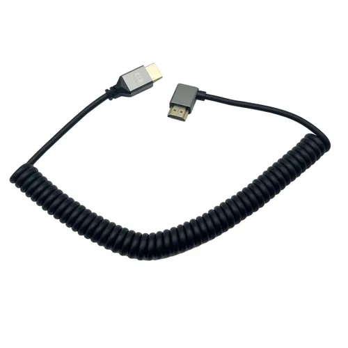 Vista 4 de Seadream Cable HDMI en espiral en ángulo 4K, cable HDMI macho a macho, HDMI 2.0 18 Gbps convertidor de extensión de cable HDTV compatible con 3D