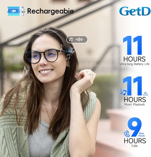 Vista 5 de GetD Gafas de acetato AI 2026, lentes inteligentes con tecnología ChatGPT, traducción en tiempo real con IA con 147 idiomas, gafas Bluetooth