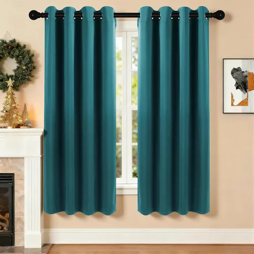 Vista 43 de Cortinas de oscurecimiento de habitación de 45 pulgadas de largo para dormitorio y sala de estar, cortinas térmicas aislantes con ojales