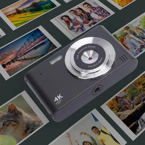 Vista 7 de Cámara digital, cámara de vlogging 4K 48MP, cámara digital de apuntar y disparar con flash, pantalla de 2.4 pulgadas, cámara pequeña compacta