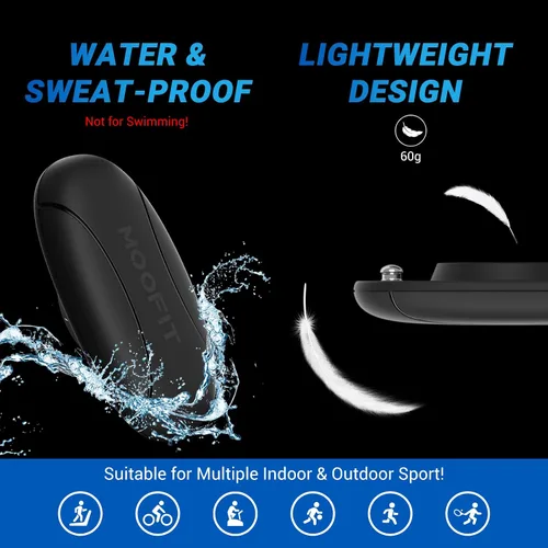 Vista 9 de moofit HR8 Heart Rate Monitor Chest Strap, Low Energy Real-Time Heart Rate Data Bluetooth 5.0/ANT+, Longer Communication Range, IP67 Waterproof
