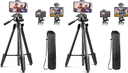 Vista 7 de SENSYNE Trípode para Cámara de 64", Trípode Versátil para Teléfono e iPad con Control Remoto Inalámbrico y Soporte de Teléfono 2 en 1