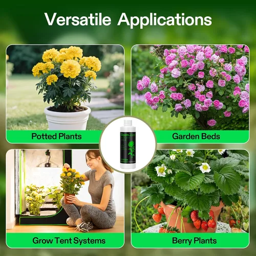 Vista 5 de VIVOSUN Bloom Juice (0-6-4), suplemento de floración fertilizante líquido para etapa de floración, alimento concentrado para plantas para todas