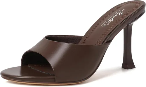 Vista 15 de Mostrin - Sandalias con tacón de gatitos para mujer, con punta redonda con lazo, vintage, sexy, de tacón aguja, sin talón, para fiesta y uso diario