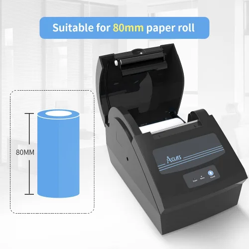 Vista 4 de Aclas Impresora de recibos para pequeñas empresas USB 3.150 in impresora Pos impresora soporte cajón de efectivo, USB+D9