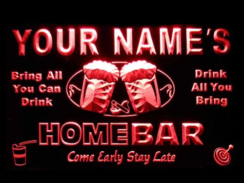 Vista 27 de Letrero luminoso Custom Home Bar Beer de neón; personalizado con nombre Blanco