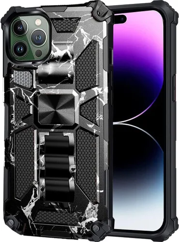 Vista 25 de CCSmall Funda de camuflaje para Apple iPhone 14 para hombres, protección resistente a prueba de golpes con función atril para iPhone 14 MC verde