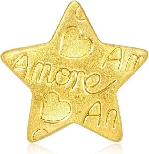 Vista 2 de Chow Sang Sang 999 - Aretes de oro macizo de 24 quilates con mensaje Amore 92645E se venden solos no pares