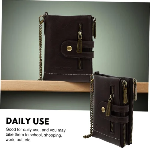 Vista 9 de TENDYCOCO Cartera multiherramienta con cremallera, 2 unidades, estilo vintage, para hombres, tarjetas, para negocios, a la moda, Coffeex6pcs