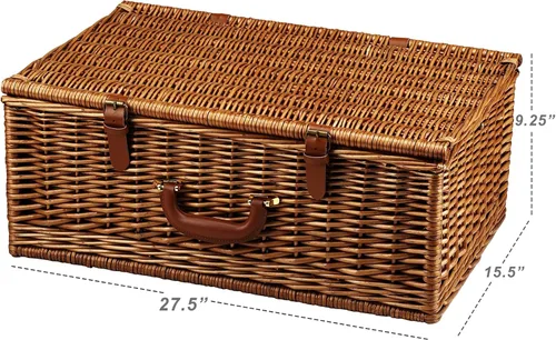 Vista 2 de Picnic at Ascot Dorset - Cesta de picnic estilo inglés con servicio para 4, juego de café y manta - Santa Cruz