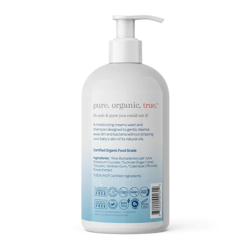 Vista 3 de Shoosha Champú orgánico certificado por USDA y gel de baño para bebés y niños, ideal para pieles sensibles, todo natural hecho de ingredientes