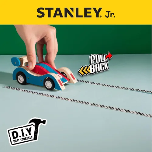 Vista 6 de Kit de madera STANLEY Jr. - Juego de artes y manualidades creativas para niños y adultos (coche deportivo de tracción trasera)