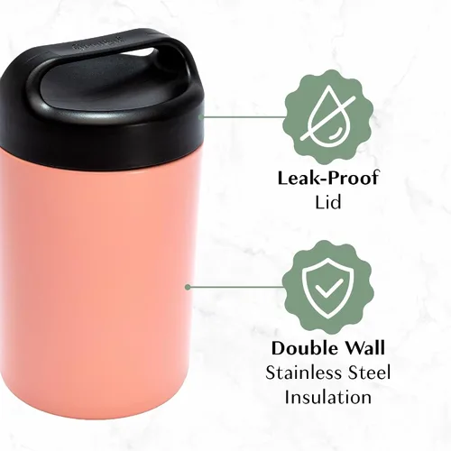 Vista 3 de Goodful Tarro de comida de acero inoxidable, recipiente de almacenamiento de alimentos aislado con sello al vacío de doble pared con asa de Rubor